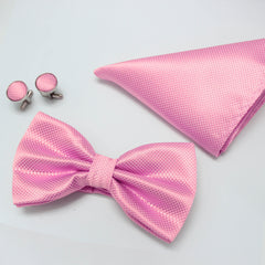 CANDY PINK TEXTURED BOW TIE SET