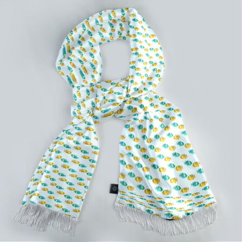 MINTY FISH SHOAL SILK SCARF