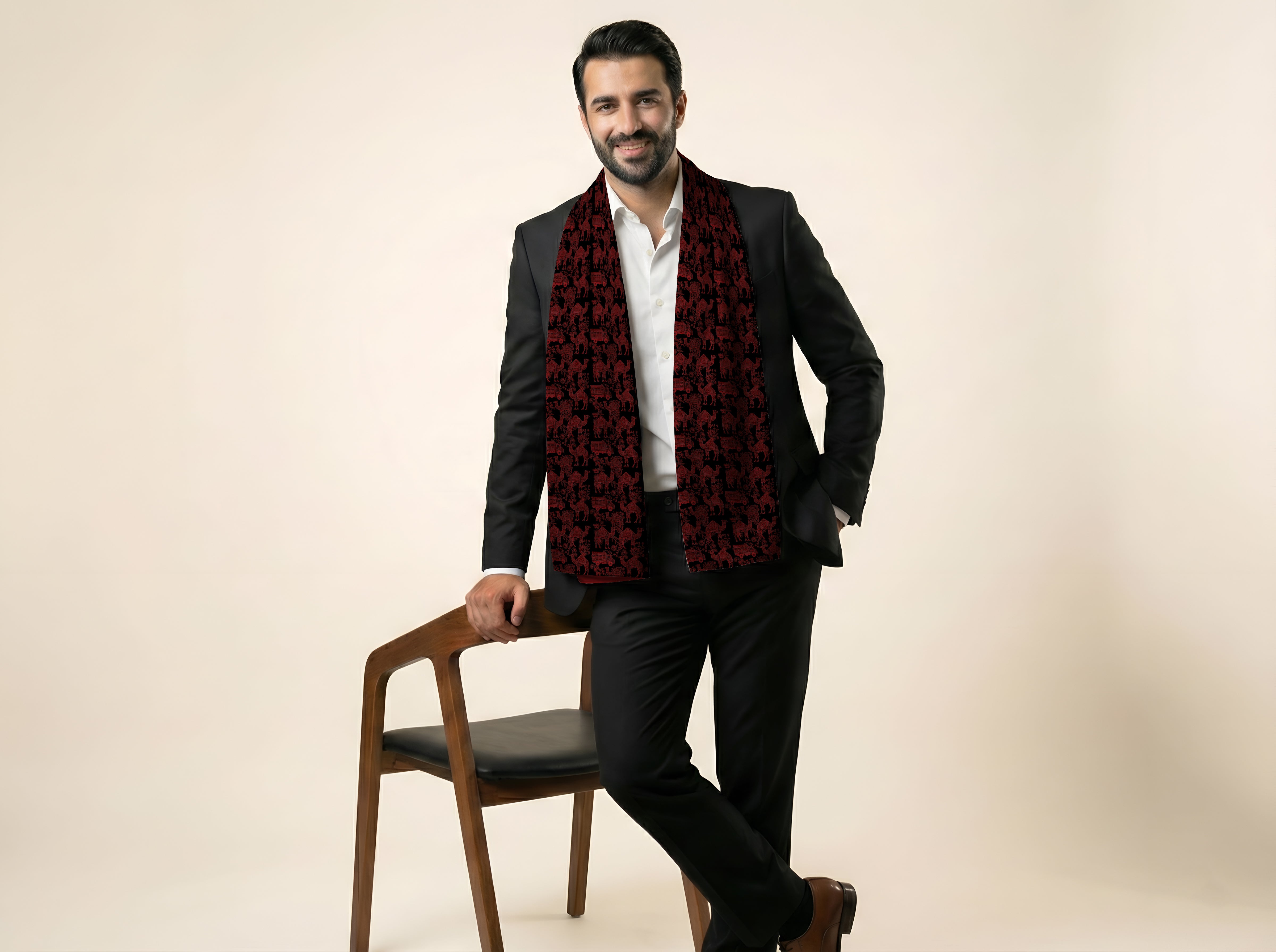 Midnight Caravan — Dual-Sided Scarf & Pocket Squares Set