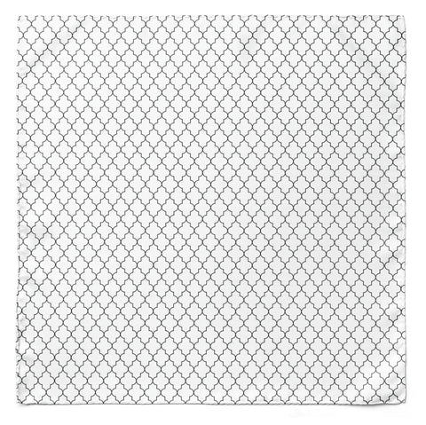 WHITE BLACK TARTAN SILK SCARF