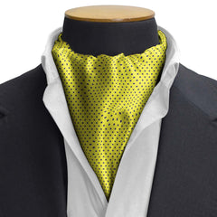 YELLOW WITH BLACK POLKA SILK CRAVAT