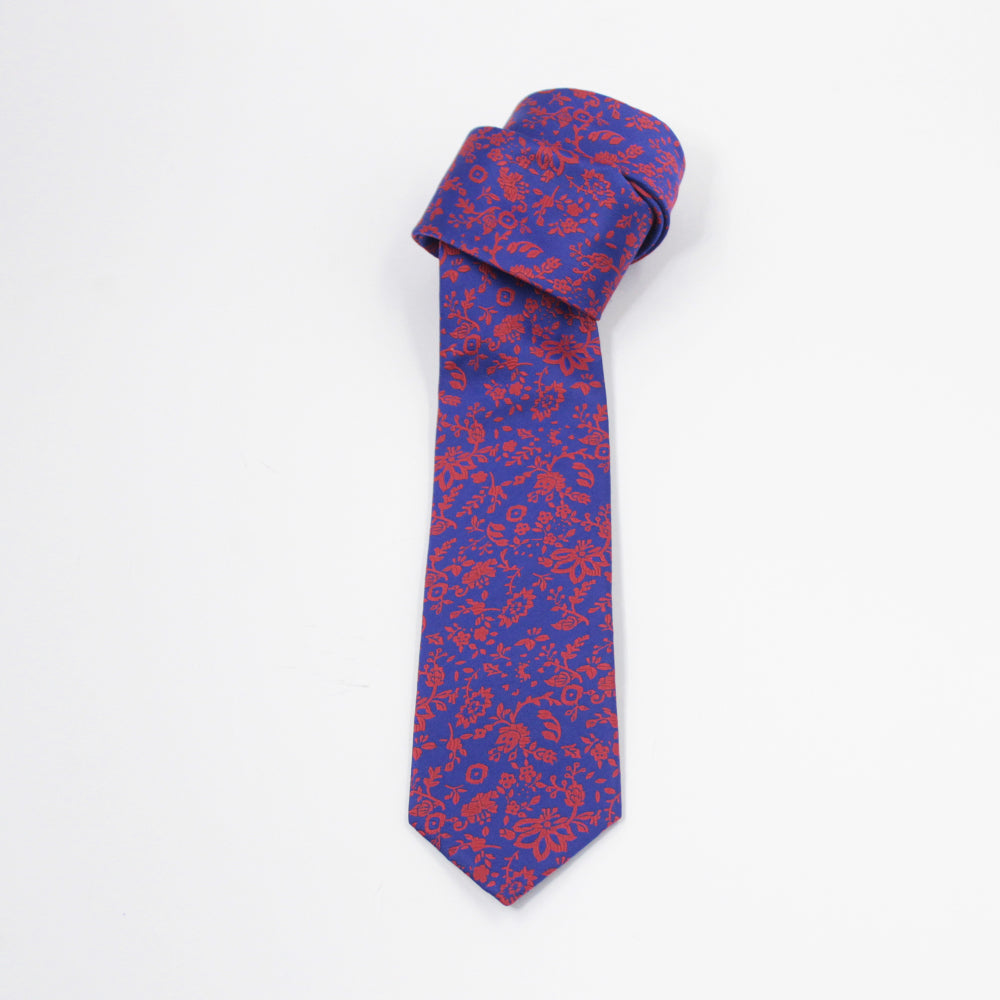 BLUE AND RED FLORAL NECKTIE