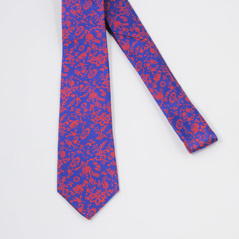 BLUE AND RED FLORA NECKTIE