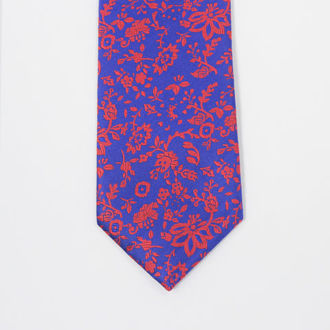 BLUE AND RED FLORA NECKTIE