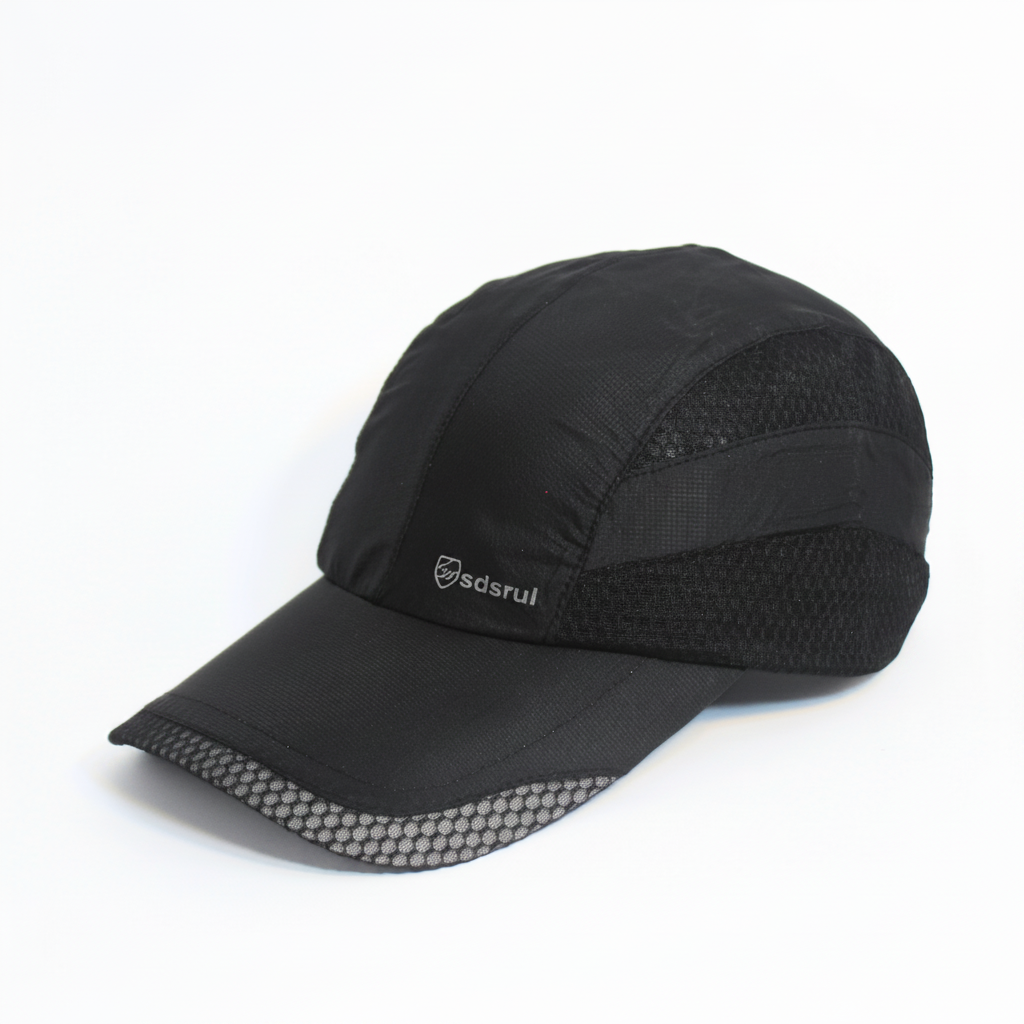 Black Mesh-Core Parachute Cap - Enhanced
