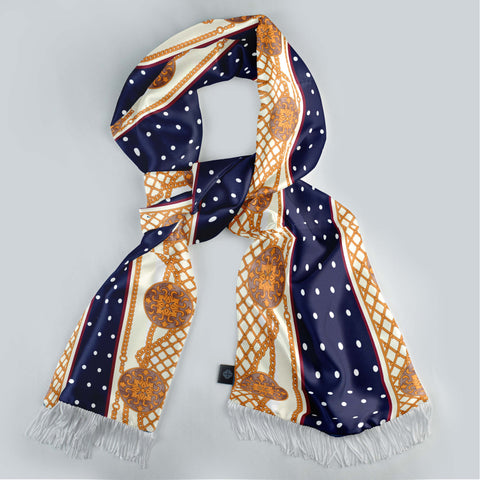 BLUE & GOLD MEDAL SILK SCARF
