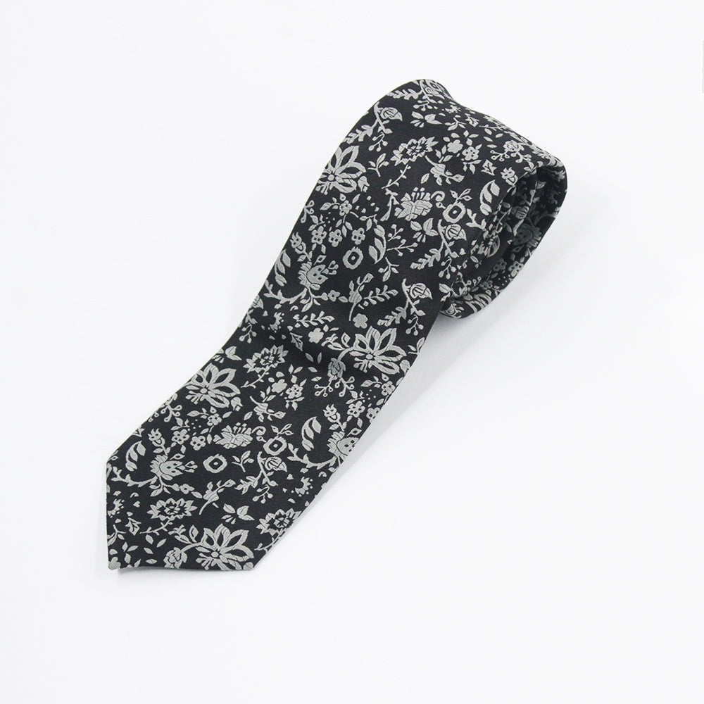 CHARCOAL FLORAL NECKTIE