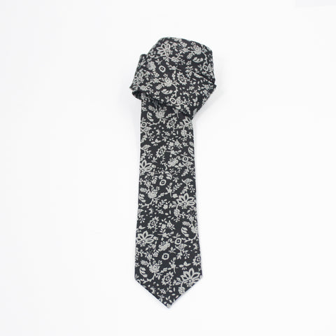 CHARCOAL FLORA NECKTIE