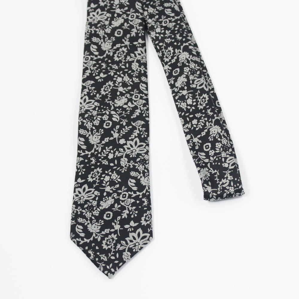 CHARCOAL FLORAL NECKTIE