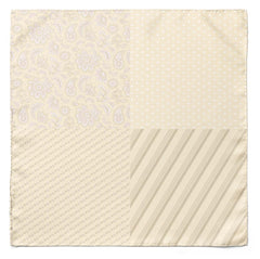 CREAM PAISLEY FESTIVE TIE AND POCKET SQUARE SET