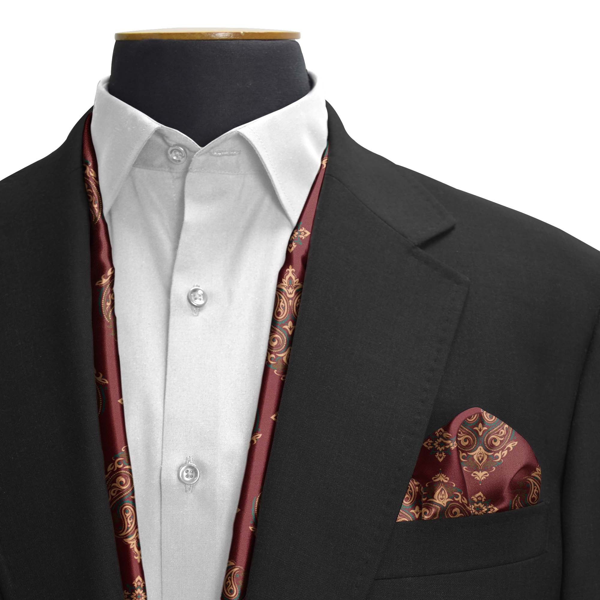 MAROON & BLACK MYSTERY SILK SCARF & POCKET SQUARE SET