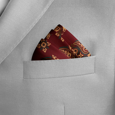 MAROON & BLACK MYSTERY SILK POCKET SQUARE