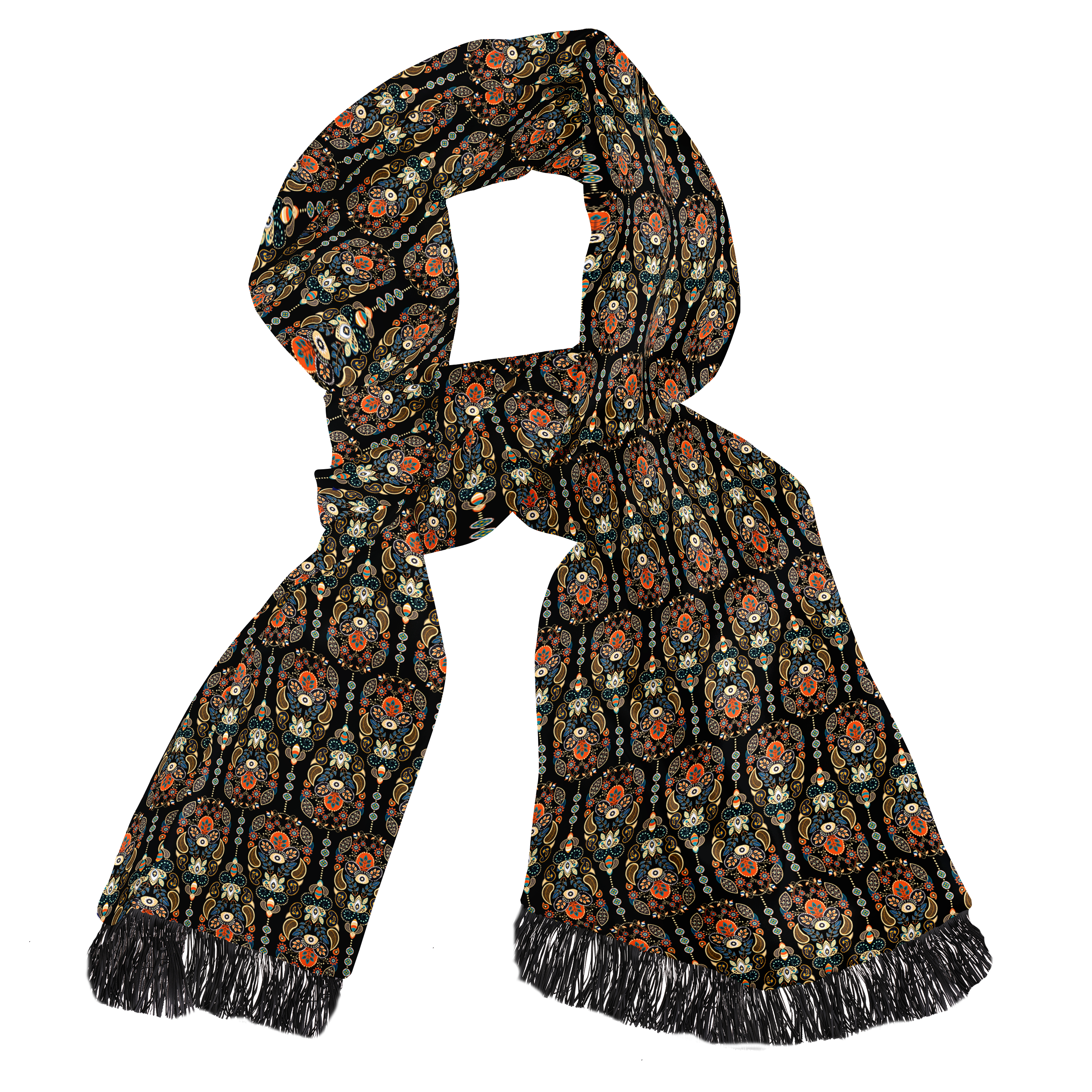 MUGHAL MOTIFS SILK SCARF & POCKET SQUARE SET  (LUXE COLLECTION)