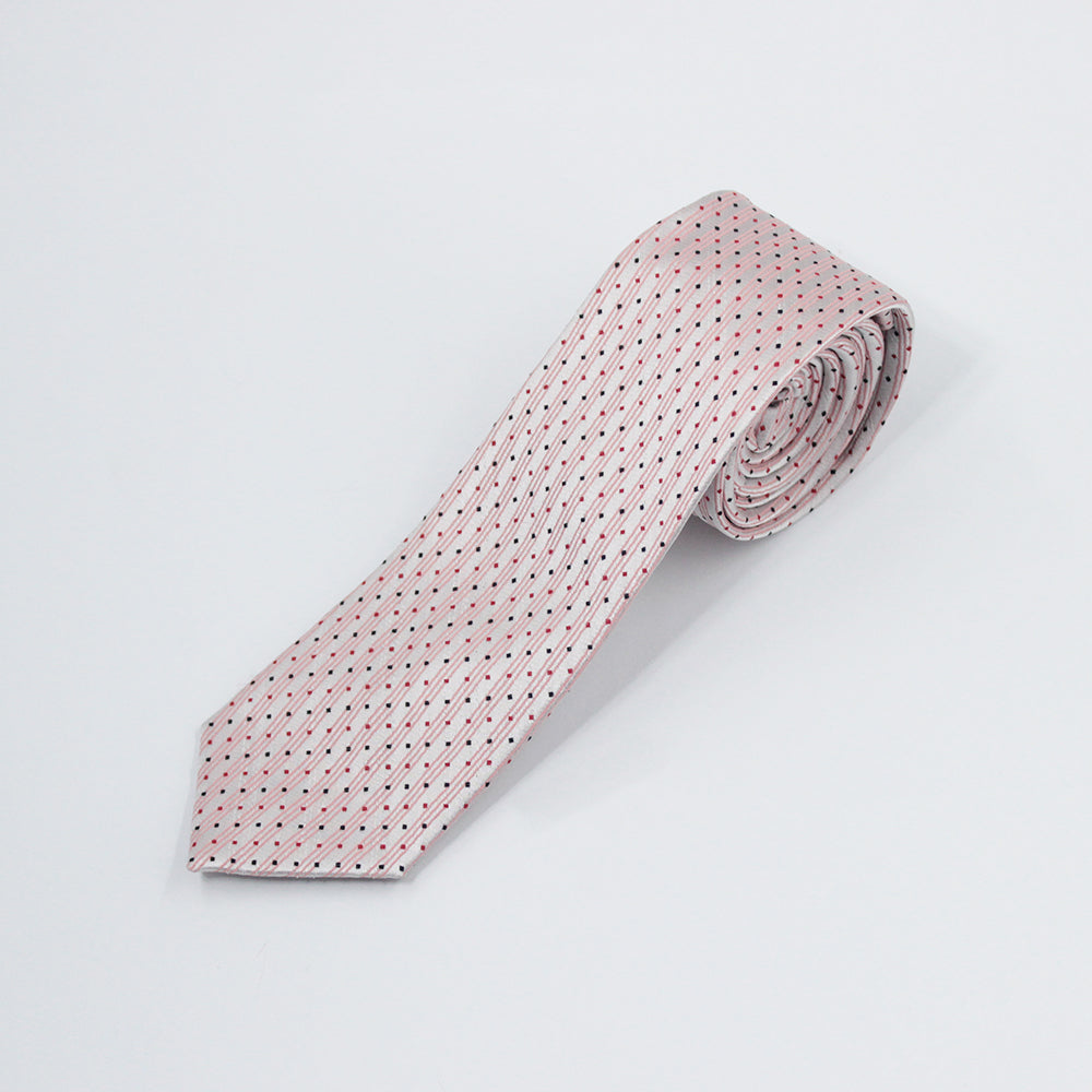 DIAMOND DOTS-PINK AND SILVER NECKTIE