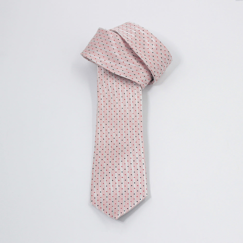 DIAMOND DOTS-PINK AND SILVER NECKTIE