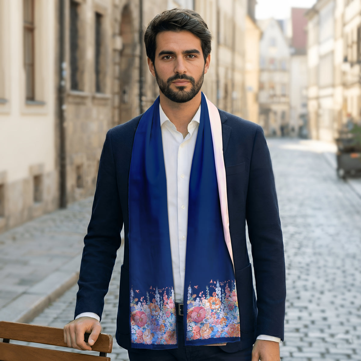Fleur de Prestige – Dual-Sided Scarf & Pocket Squares Set