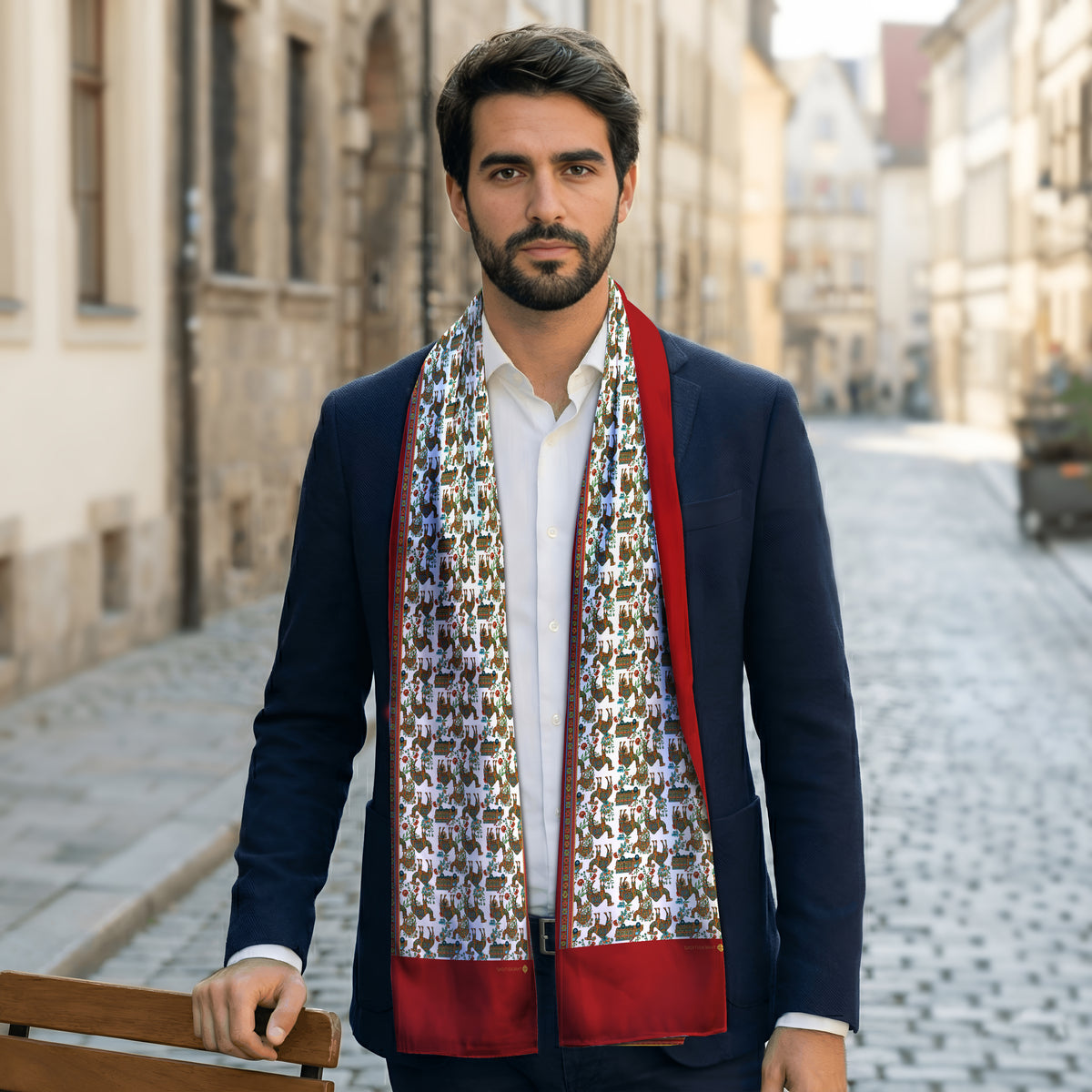 Rang-e-Caravan — Dual-Sided Scarf & Pocket Squares Set
