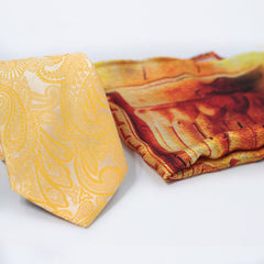 YELLOW PAISLEY FESTIVE TIE SET