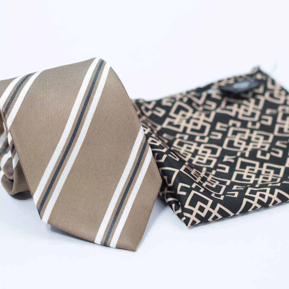 THE BROWN STRIPED TIE SET