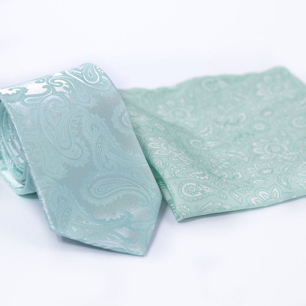 MINT GREEN PAISLEY FESTIVE TIE SET