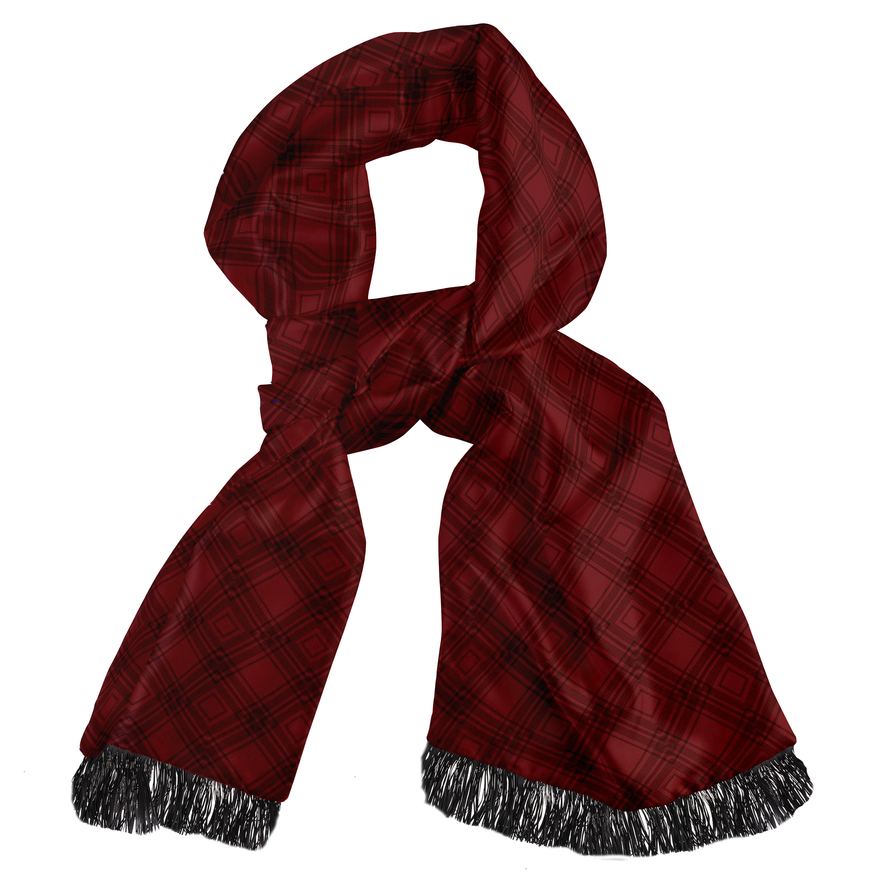 SCOTTISH RED SILK SCARF & POCKET SQUARE SET