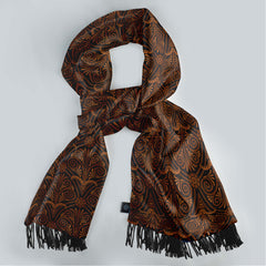 VINTAGE BROWN SILK SCARF & POCKET SQUARE SET