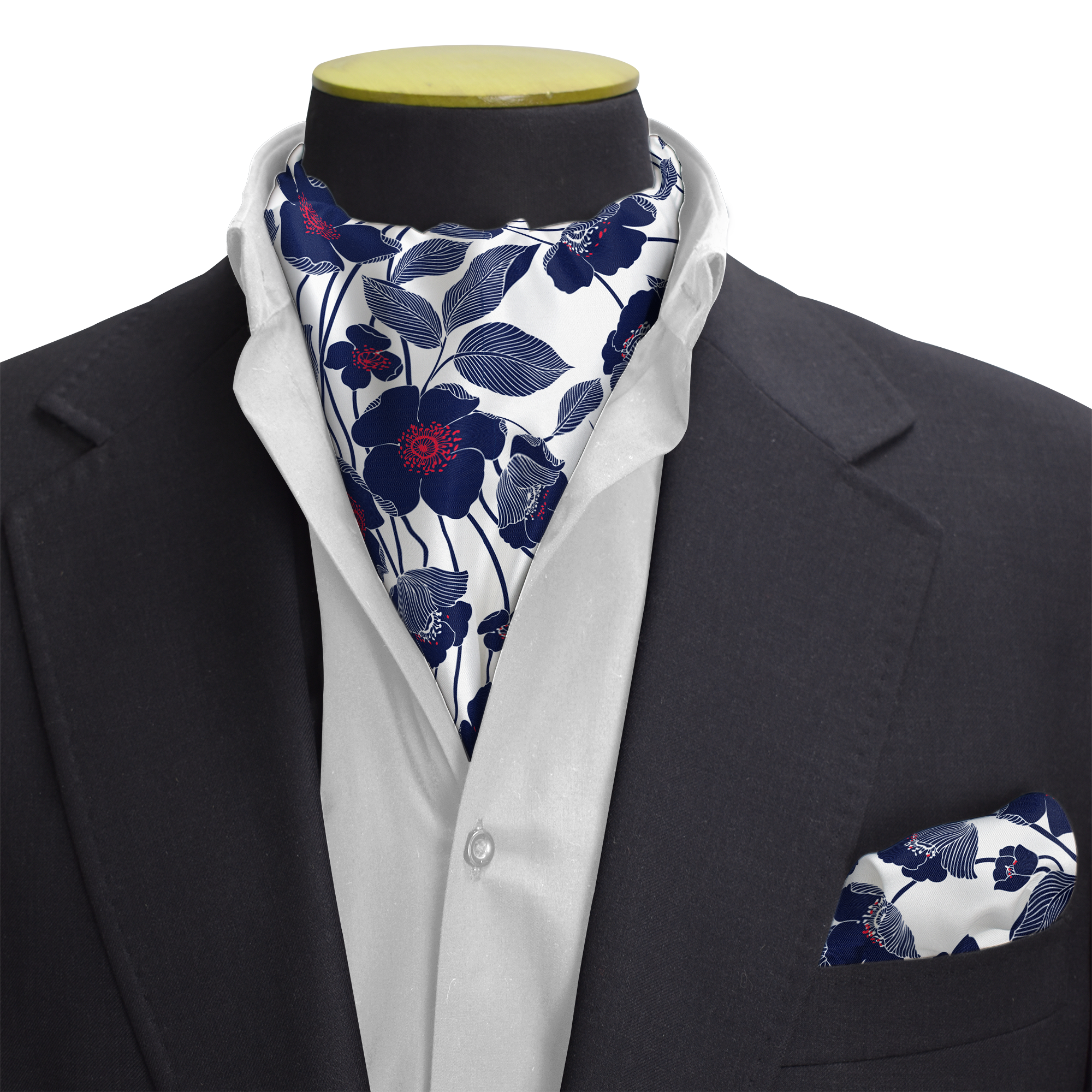 W21-BRF1 SILK CRAVAT & POCKET SQUARE SET