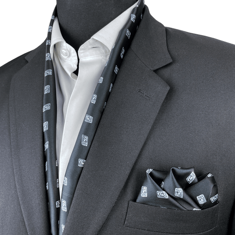 BLACK DIAMOND SILK SCARF  & POCKET SQUARE SET