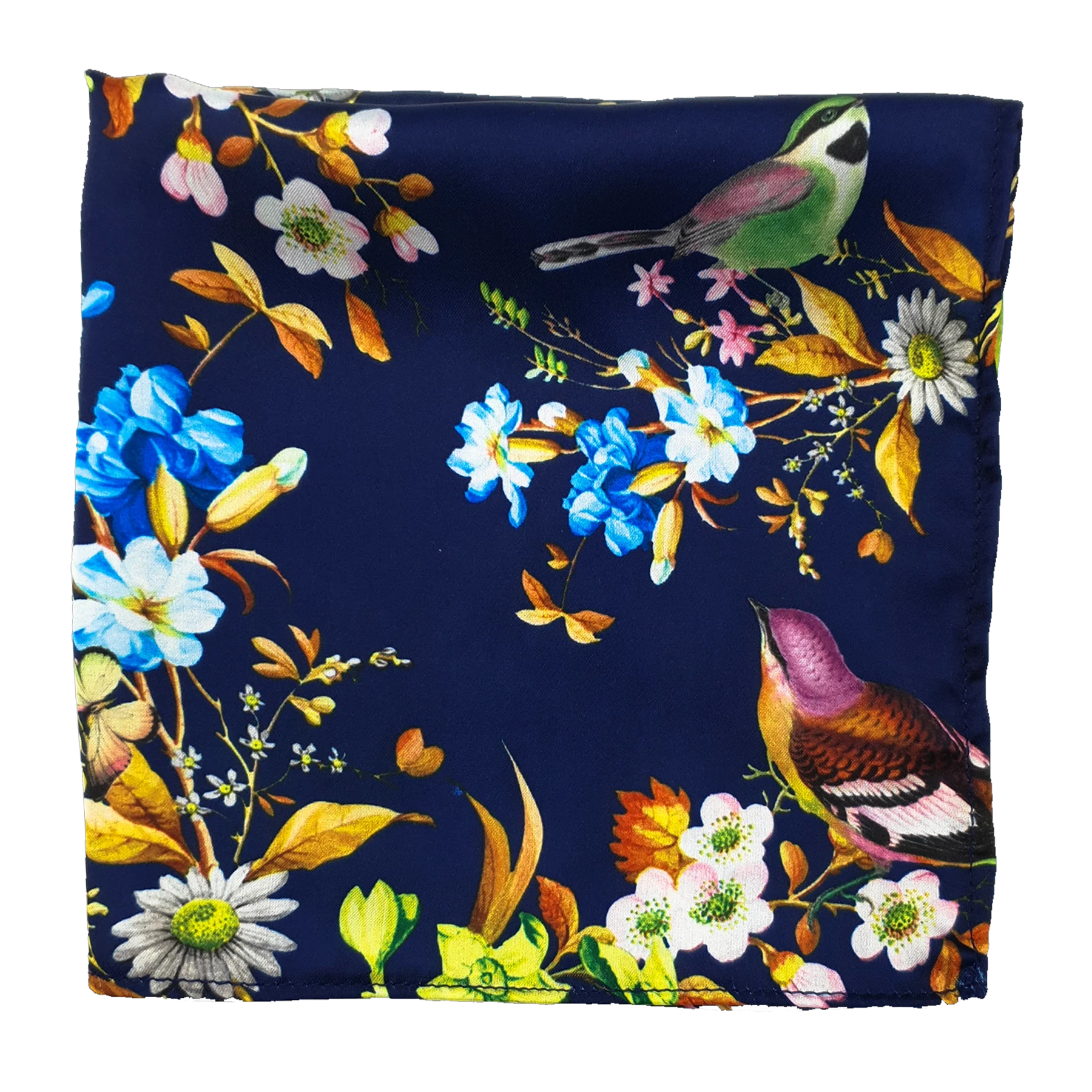 BIRDS CHIRPING SILK POCKET SQUARE