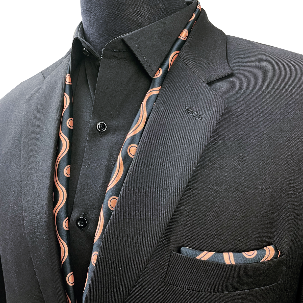 GOLDEN SPIRAL SILK SCARF & POCKET SQUARE SET