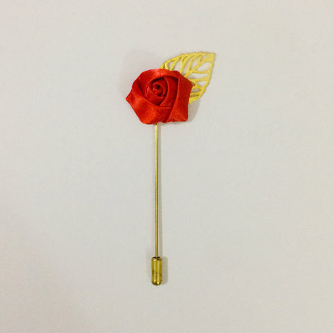 RED GOLD LEAF LAPEL PIN