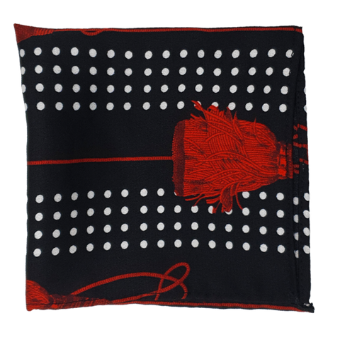 THE POLKA TASSELS SILK POCKET SQUARE