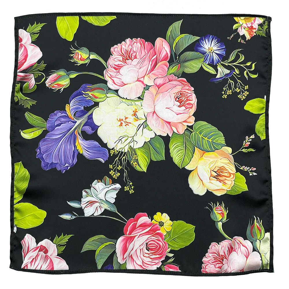 BLOSSOMED ROSES POCKET SQUARE AND TIE SET