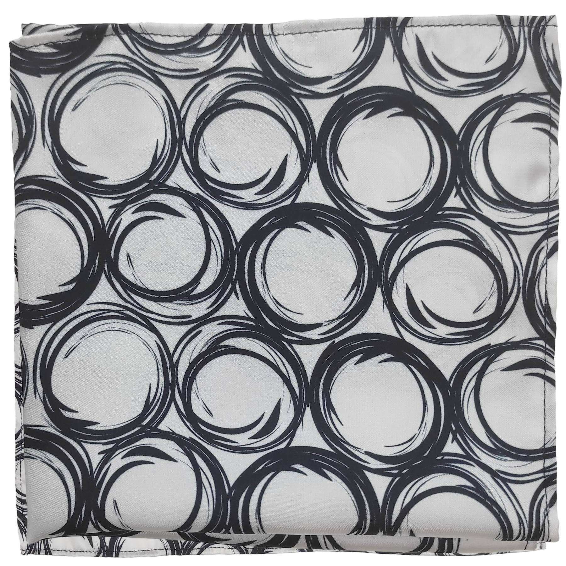 BLACK SPIRAL SILK POCKET SQUARE