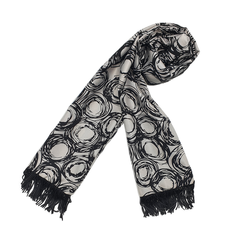Black Spiral Silk  Scarf