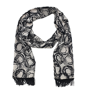 Black Spiral Silk  Scarf