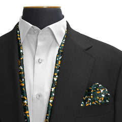 THE ARMY GREEN SILK SCARF & POCKET SQUARE SET