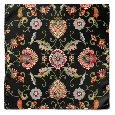 Kirsten Black Silk Pocket Square