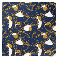 Blue & Gold Chain Silk Pocket Square