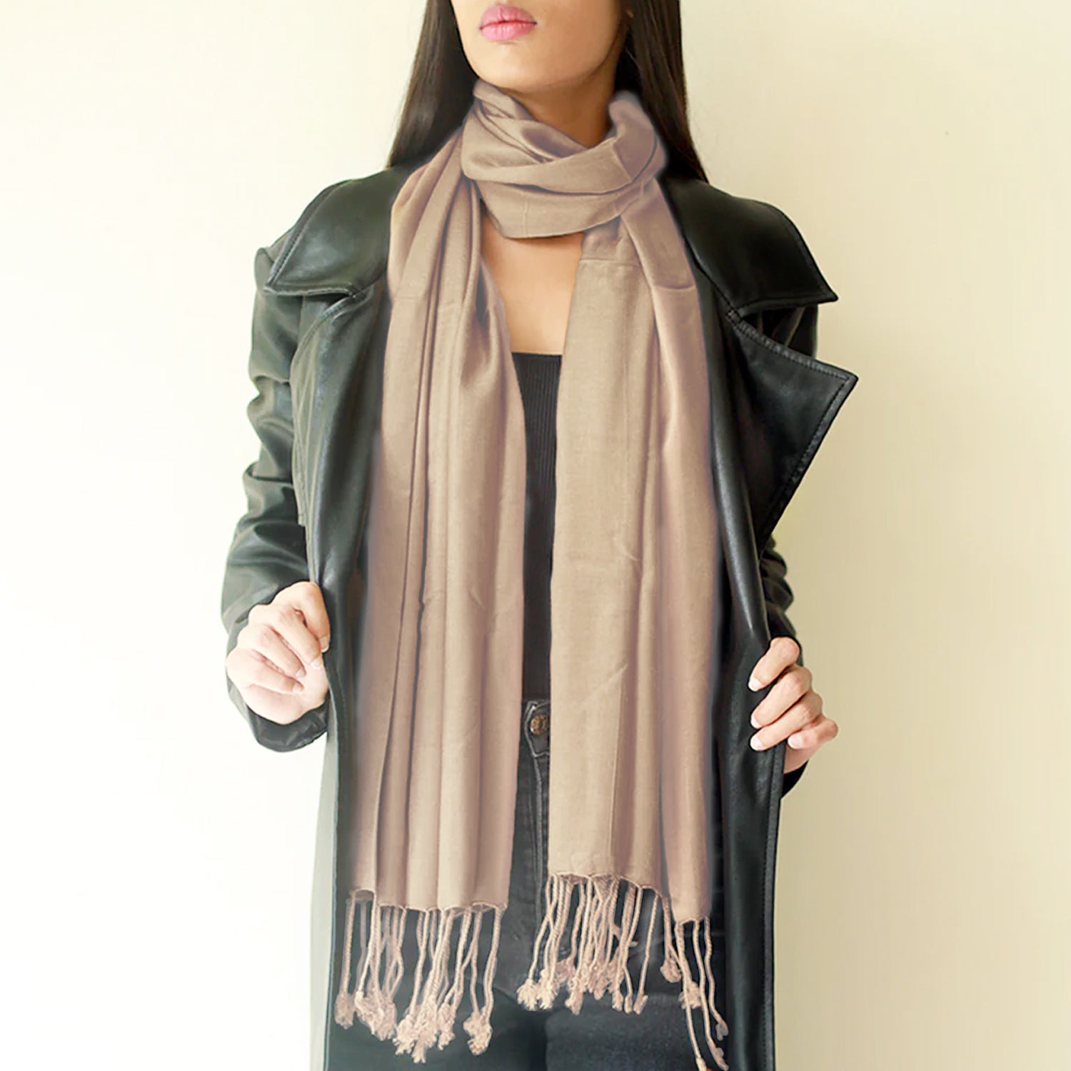 TAUPE LAWN SCARF