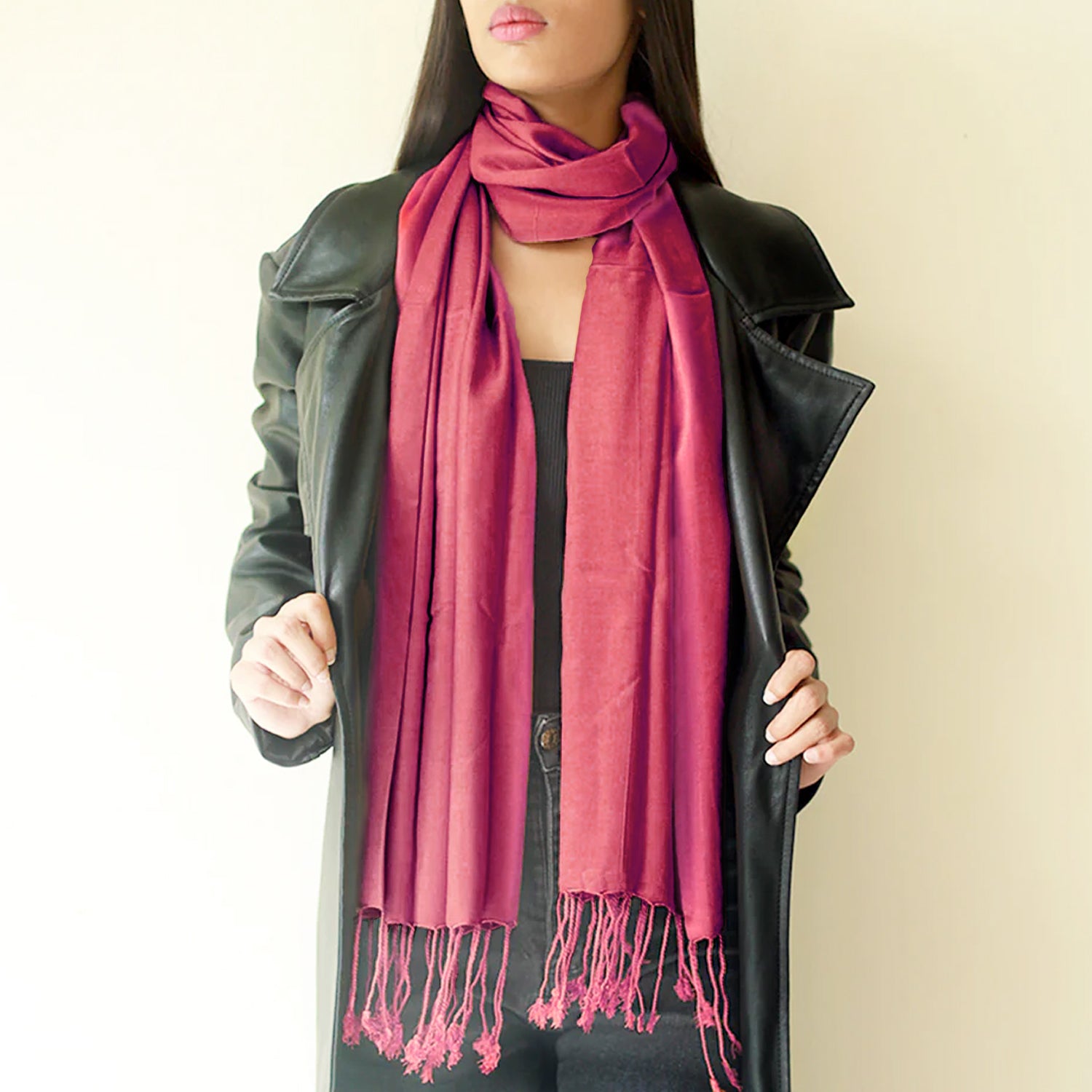 RASPBERRY RED LAWN SCARF