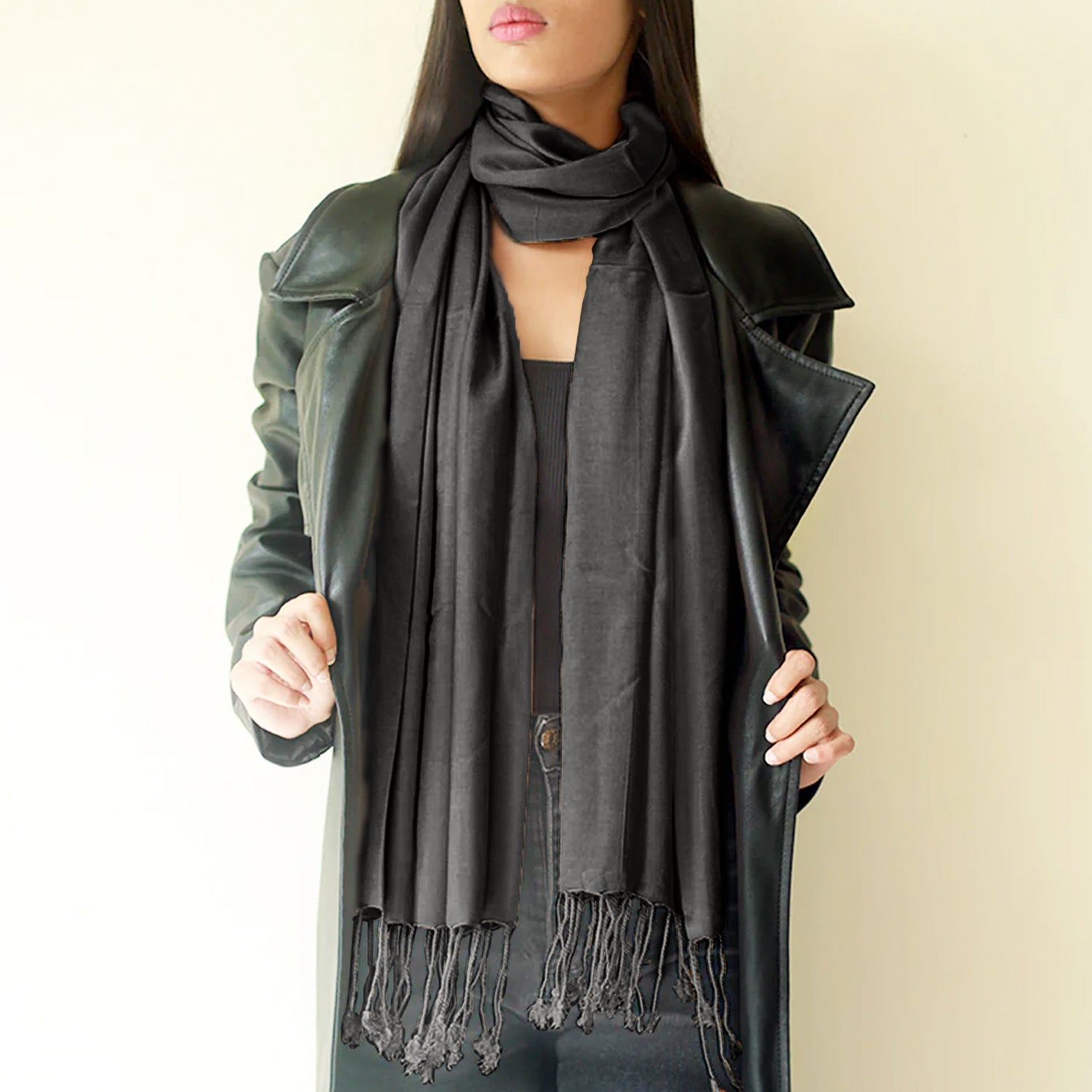 JET BLACK LAWN SCARF