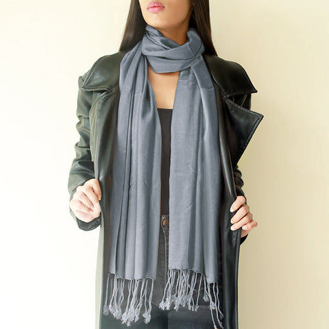 STEEL GREY LAWN SCARF