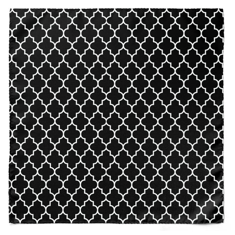 BLACK WHITE TARTAN SILK CRAVAT & POCKET SQUARE SET