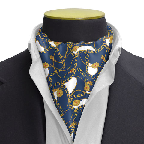 Blue & Gold Chain Silk Cravat