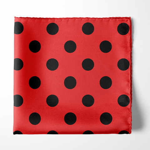 Red & Black Polka Dots Pocket Square
