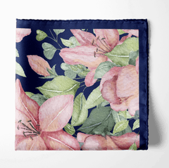 MIDNIGHT BLOOM SILK POCKET SQUARE