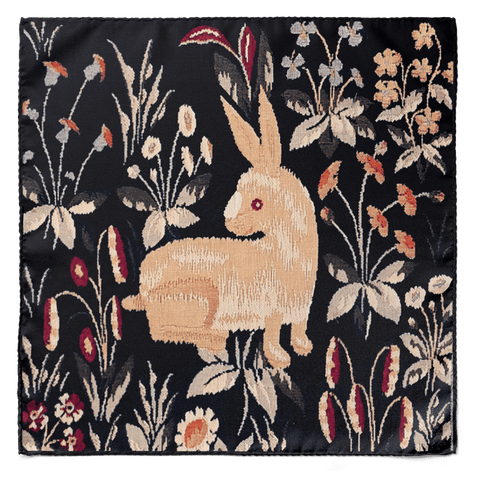 Winter Rabbit Silk Pocket Square