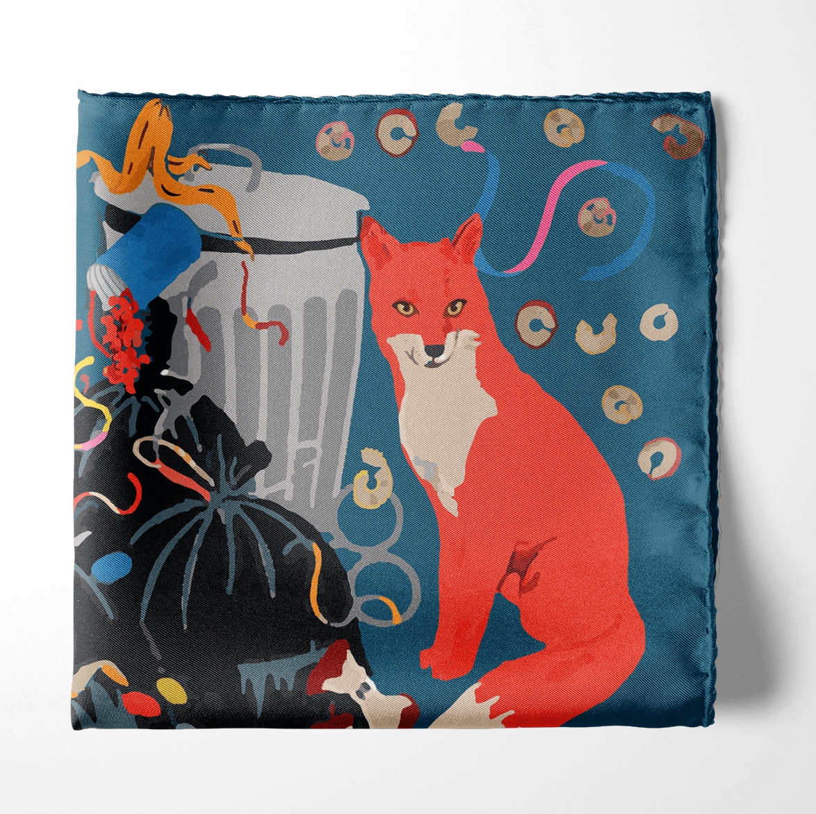 TRI FOX SILK POCKET SQUARE