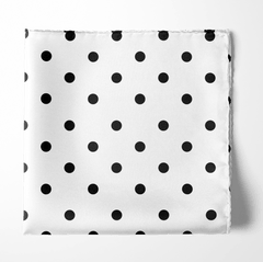 WHITE WITH BLACK POLKA DOT SILK SCARF & POCKET SQAURE SET